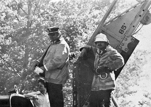 1976 - Ladder 43 with Gary &quot;Bear&quot; Alderman and Francis Pilotti at the Thorndale Fire Training School